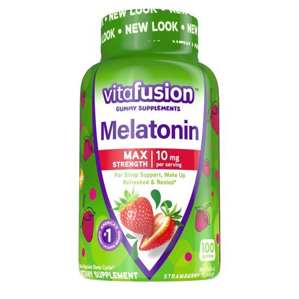 Photo 1 of 5 Pack Vitafusion Melatonin Max Strength Gummies Strawberry 10mg 100 Gummies
