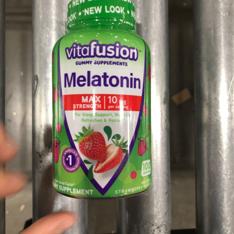 Photo 2 of 5 Pack Vitafusion Melatonin Max Strength Gummies Strawberry 10mg 100 Gummies
