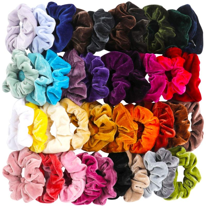 Photo 1 of 40 Pcs Hair Scrunchies Velvet Elastic Hair Bands Scrunchy Hair Ties Ropes Scrunchie for Women or Girls Hair Accessories - 40 Assorted Colors
