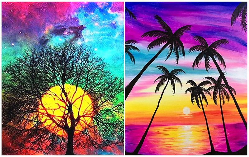 Photo 1 of 2 Pack DIY 5D Diamond Painting Kit for Adults Round Full Drill Diamond Arts Packs by Numbers Gem Art Diamond Dots Craft Canvas Landscape Supply for Home Wall Decor Beginner
