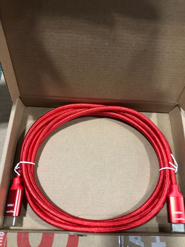 Photo 2 of Amazon Basics 10.2 Gbps High-Speed 4K HDMI Cable with Braided Cord, 3-Foot, Red
