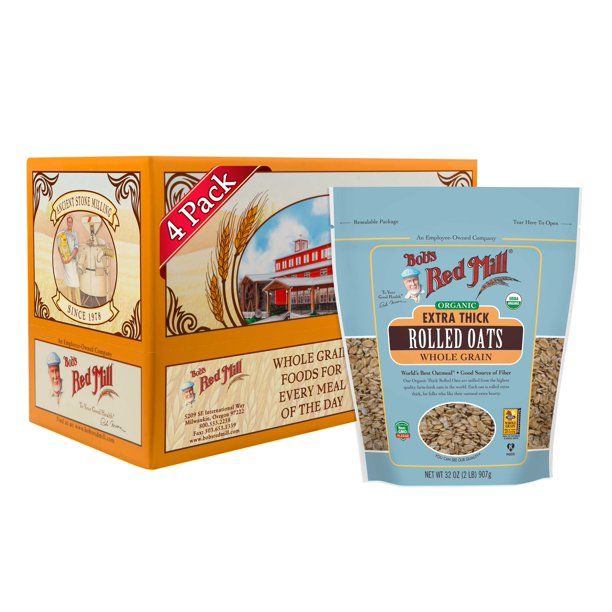 Photo 1 of (Price/Case)Bob'S Red Mill Organic Extra Thick Rolled Oats 32 Ounce Bag - 4 Per Case [EXP 10/12/2023]
