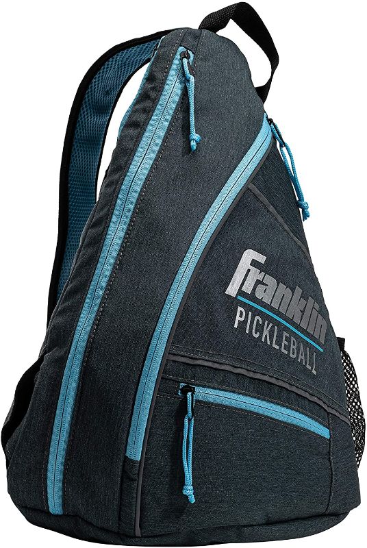 Photo 1 of Franklin Sports Pickleball Sling Bag – Official Pickleball Bag of The U.S. Open Pickleball Championships – Adjustable – Gray/Blue
