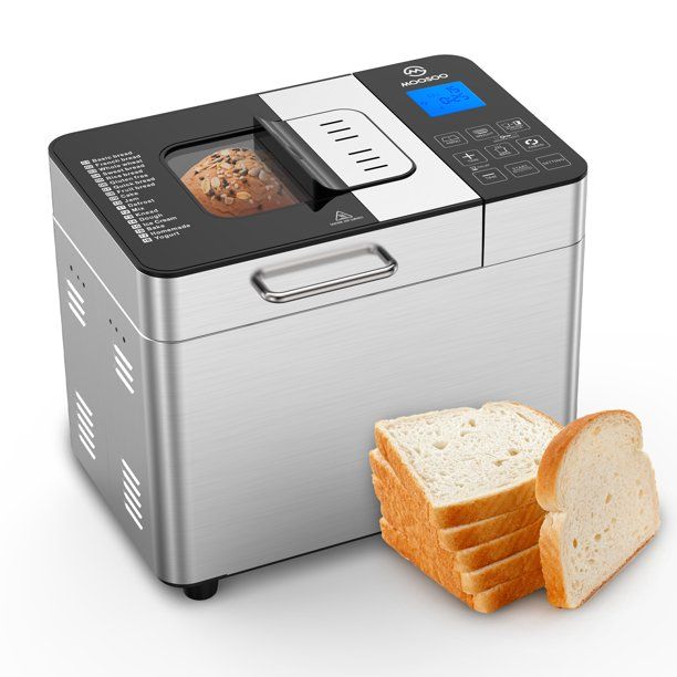 Photo 1 of Moosoo 18-in-1 Stainless Steel Bread Maker, 2 LB Capacity Bread Machine, Bread Maker Machine Glass Touchscreen, Ice Cream Program
