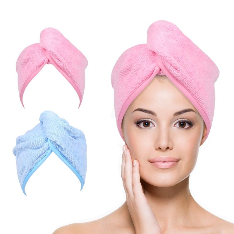 Photo 1 of  Microfiber Hair Towel Wrap for Women, 2 Pack