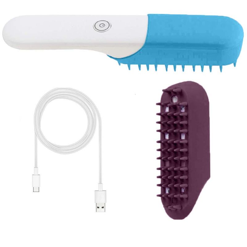 Photo 1 of BAODANTECH Dog Brush for shedding grooming?Small & Medium Short or Long Hair Pet Grooming Brush with 2 Washable and Replaceable Massage Head ?8.7 inch?Red wine-Blue?