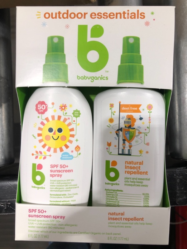 Photo 2 of Babyganics SPF 50 Baby Sunscreen Spray UVA UVB Protection and DEET Free Bug Repellent, 2 Pack (6 Ounce)