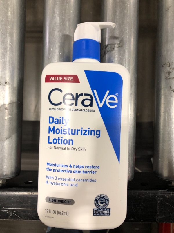 Photo 2 of CeraVe Daily Moisturizing Lotion for Dry Skin | Body Lotion & Facial Moisturizer with Hyaluronic Acid and Ceramides | Fragrance Free | 19 Ounce, Basic