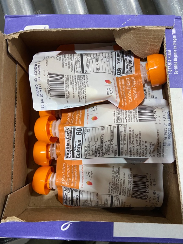 Photo 2 of PLUM Organics S1 Baby Food Pouch Mango (6pouches/3boxes)
BEST BY: 04/03/2022