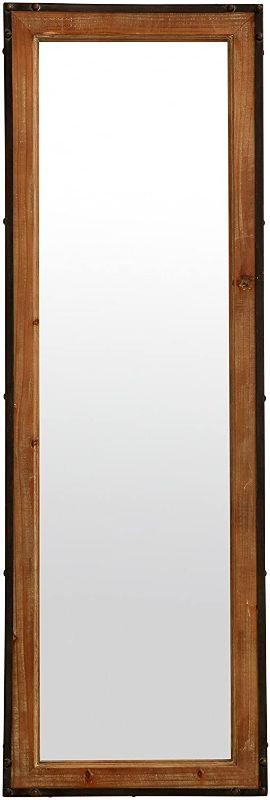 Photo 1 of Amazon Brand – Stone & Beam Wood and Iron Hanging Wall Mirror, 42.25" Height, Natural Wood and Black
