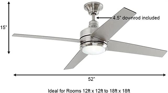 Photo 1 of Mercer 52 in. LED Indoor Brushed Nickel Ceiling Fan with Light Kit and Remote Control
