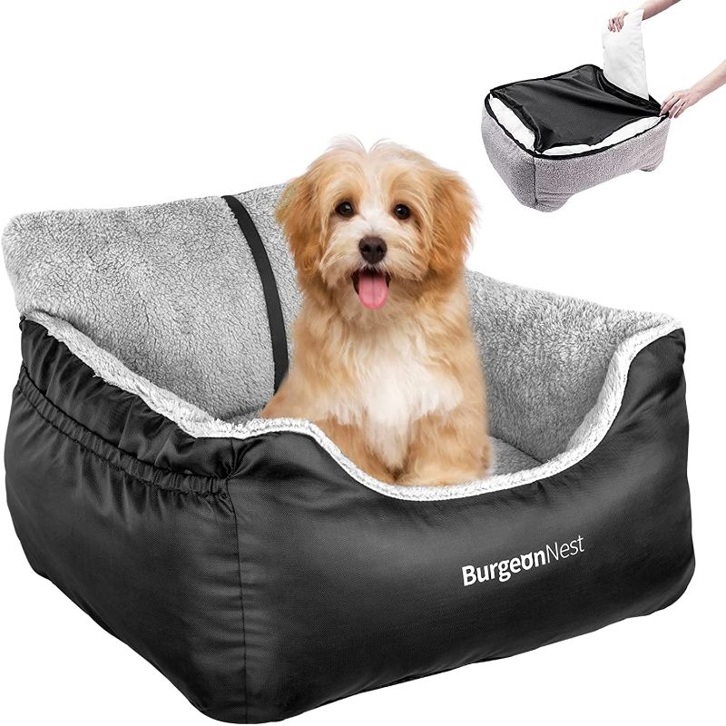 Photo 1 of BurgeonNest Dog Car Seat for Small Dogs, Fully Detachable and Washable Dog Carseats Small Under 25, Soft Dog Booster Seats with Storage Pockets and Clip-On Leash Portable Dog Car Travel Carrier Bed