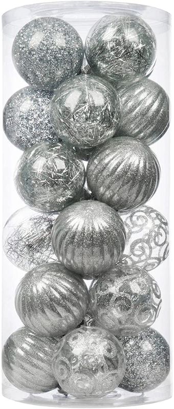 Photo 1 of 70mm/2.76" Shatterproof Clear Large Christmas Ball Ornaments Hanging Xmas Tree Decorations Ornament Sets for Tree ,Christmas Tree Decorations Clearance (24 Count,Silver)