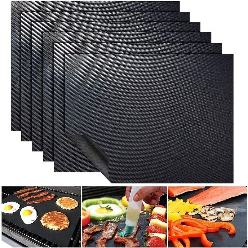 Photo 1 of  Grill Mat - Set of 5 Heavy Duty BBQ Grilling Mats, Non Stick, Reusable, Easy to Clean Baking Matte - for Electric Grill Gas Charcoal Outdoor Barbecue