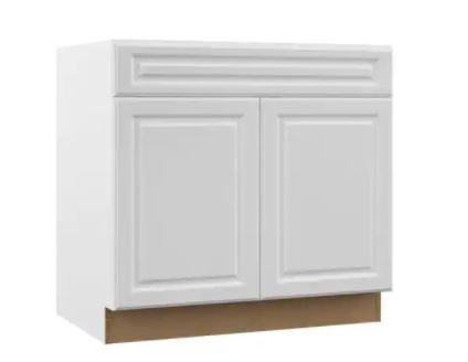 Photo 1 of Designer Series Elgin Assembled 36x34.5x23.75 in. Sink Base Kitchen Cabinet in White
