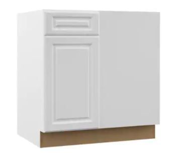 Photo 1 of Designer Series Elgin Assembled 33x34.5x23 in. Blind Corner Base Kitchen Cabinet in White
