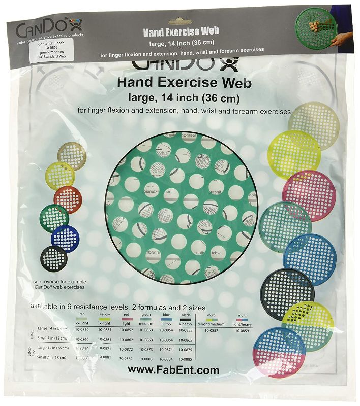 Photo 1 of  Web Hand Therapy Device, Latex, 14" Diameter, Green: Medium
