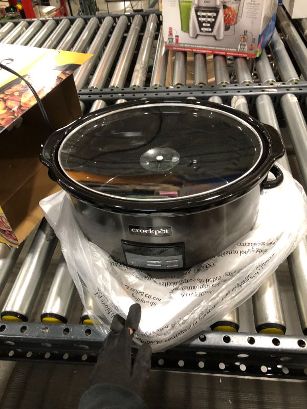 Photo 1 of Crock Pot Slow Cooker|8 Quart Programmable Slow Cooker with Digital Countdown Timer, Black Stainless Steel - SCCPVFC800-DS
