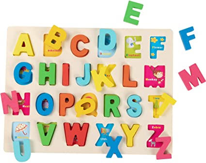 Photo 1 of Joqutoys Alphabet Puzzle for Toddlers 1-3, Wooden ABC Puzzle Board, Educational Preschool Learning Puzzle Toy for Kids
