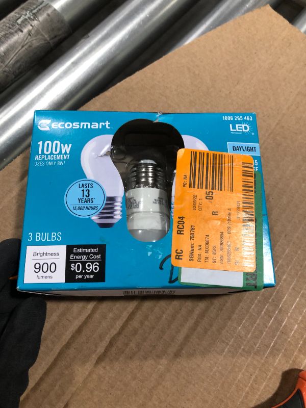 Photo 2 of EcoSmart
100-Watt Equivalent A15 Dimmable Appliance Fan Frosted Glass Filament LED Vintage Edison Light Bulb Daylight (3-Pack)