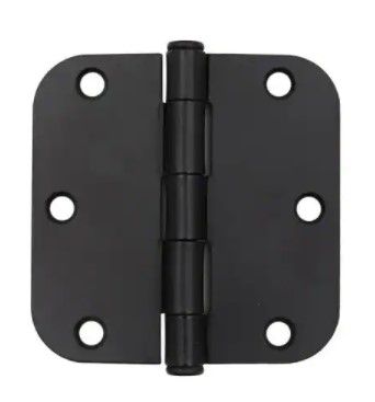 Photo 1 of 3-1/2 in. x 5/8 in. Radius Matte Black Door Hinge Value Pack (48-Pack)
