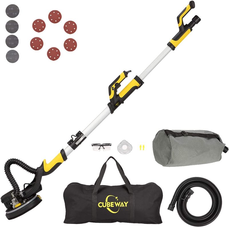 Photo 1 of CUBEWAY Drywall Sander with Vacuum Attachment, Innovative Fixture for Ceiling Sander, Electric Drywall Sander with LED Light, Variable Speed and ETL Listed
