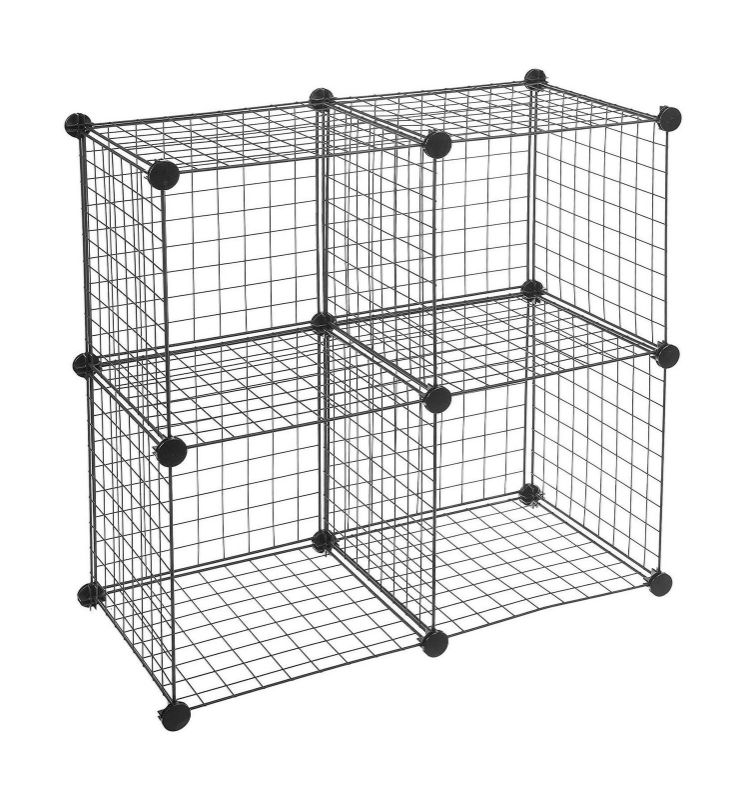 Photo 1 of Amazon Basics 4 Cube Grid Wire Storage Shelves, Black
