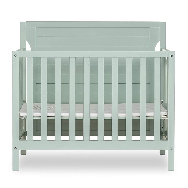 Photo 1 of Dream On Me Bellport 4 in 1 Convertible Mini/Portable Crib I Mini Baby Crib I Includes 1.5 Mattress, Light Seafoam Green
