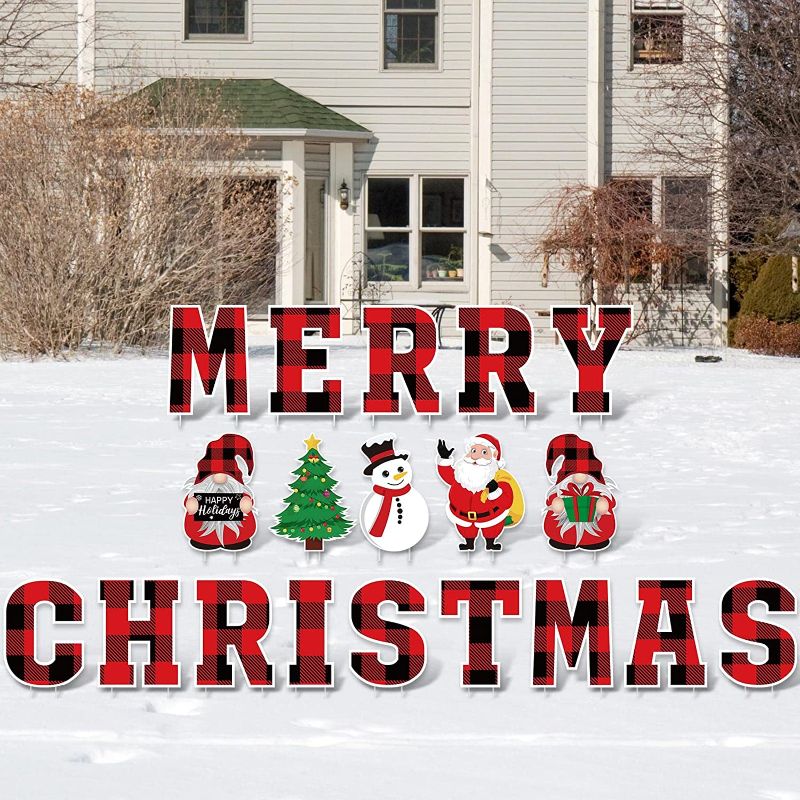 Photo 1 of 11 Pieces Merry Christmas Yard Signs