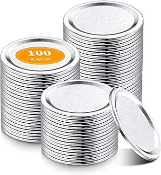 Photo 1 of 100-Count, Regular Mouth Canning Lids for Ball, Kerr Jars - Split-Type Metal Mason Jar Lids for Canning - Food Grade Material, 100% Fit & Airtight for Regular Mouth Jars
