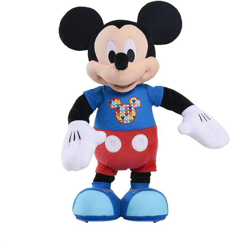 Photo 1 of Disney Junior Hot Dog Dance Break Mickey Mouse, Interactive Plush Toy, Lights Up and Sings "Hot Dog Song" and Plays “Color Detective” Game, by Just Play
