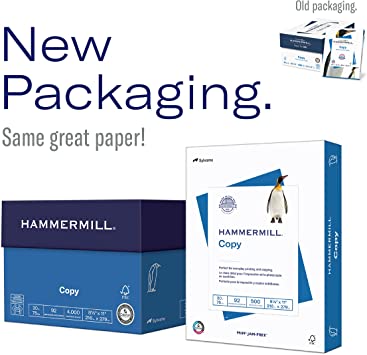 Photo 1 of Hammermill Printer Paper, 20 Lb Copy Paper, 8.5 x 11 - 8 Ream (4,000 Sheets) - 92 Bright, Made in the USA
