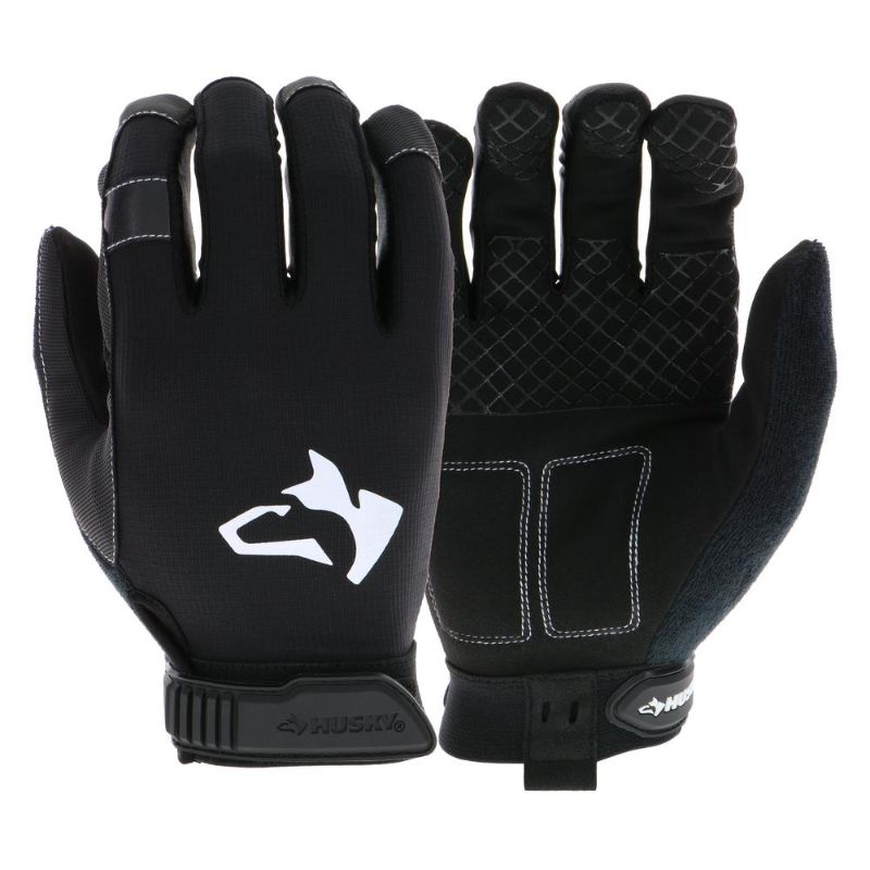 Photo 1 of Husky Large Ripstop Hi-Dexterity Performance Work Glove with Touchscreen Capability, Black
