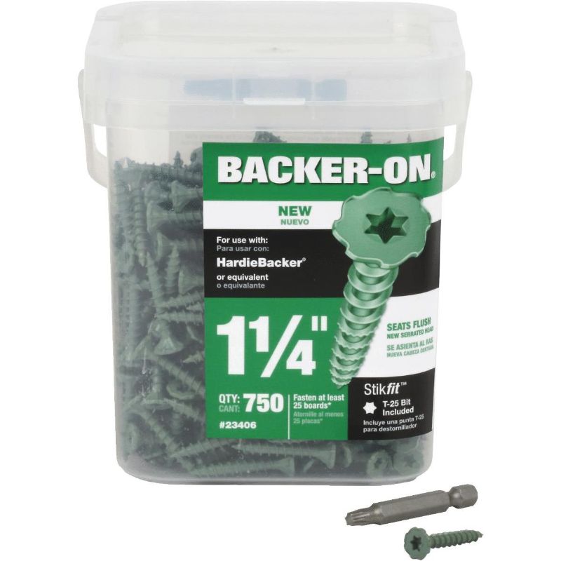 Photo 1 of Backer-On #9 x 1-1/4-in Zinc-Plated Star-Drive Interior Cement Board Screws (750-Count)
