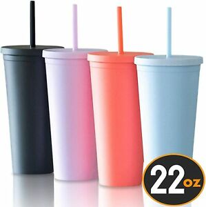 Photo 1 of 4 PACK MULTI COLOR CUPS WITH LIDS AND STRAWS 22 OZ ACRYLIC COLOR 