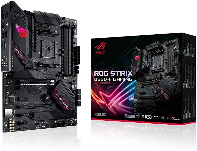 Photo 1 of ASUS ROG Strix B550-F Gaming AMD AM4 Zen 3 Ryzen 5000 & 3rd Gen Ryzen ATX Gaming Motherboard (PCIe 4.0, 2.5Gb LAN, BIOS Flashback, HDMI 2.1, Addressable Gen 2 RGB Header and Aura Sync)
