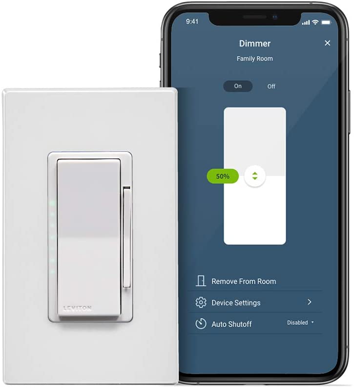 Photo 1 of Leviton D26HD-2RW Decora Smart Wi-Fi Dimmer (2nd Gen), Works with Hey Google, Alexa, Apple HomeKit/Siri, and Anywhere Companions, No Hub Required, Neutral Wire Required, White
