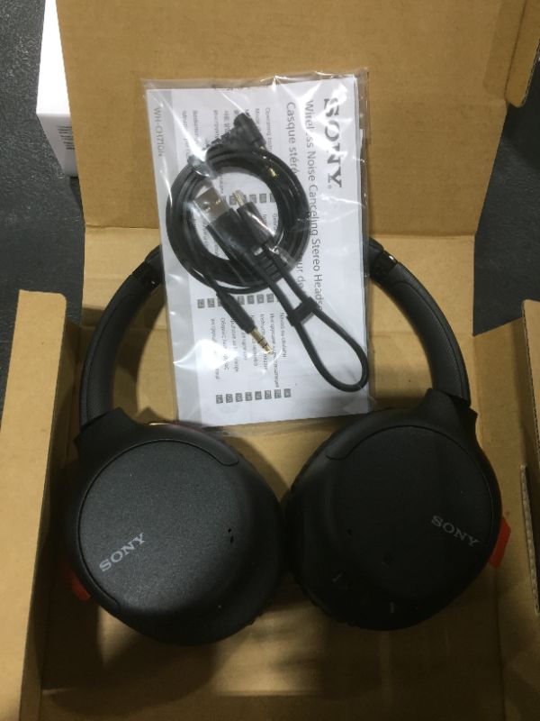 Photo 2 of Sony Noise Cancelling Headphones WHCH710N: Wireless Bluetooth Over the Ear Headset with Mic for Phone-Call, Black
