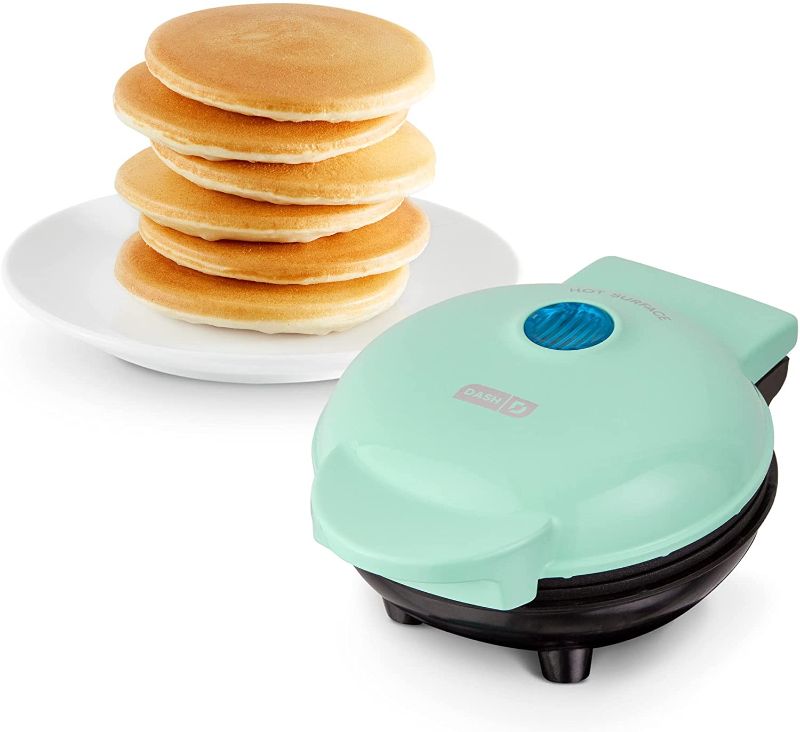 Photo 1 of Dash Mini Maker Electric Round Griddle for Individual Pancakes, Cookies, Eggs & other on the go Breakfast, Lunch & Snacks with Indicator Light + Included Recipe Book - Aqua
