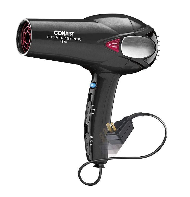 Photo 1 of Conair 1875 Watt Cord Keeper Hair Dryer, Black - Amazon Exclusive
