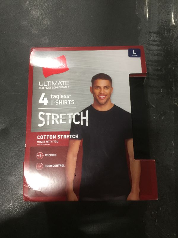 Photo 1 of Hanes Ultimate Men's 4-Pack FreshIQ Stretch Crew, Black, (Large)