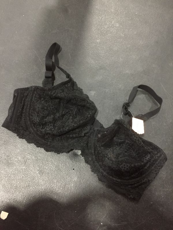 Photo 1 of DOBREVA Women's Lace Sheer Mesh Bra Minimizer Sexy Plus Size Bralette Underwire Black 34DD

