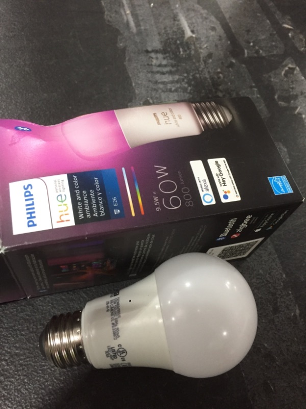 Photo 2 of Philips Hue White and Color Ambiance A19 LED Smart Bulb, Bluetooth & Zigbee compatible (Hue Hub Optional), Works with Alexa & Google Assistant – A Certified for Humans Device
