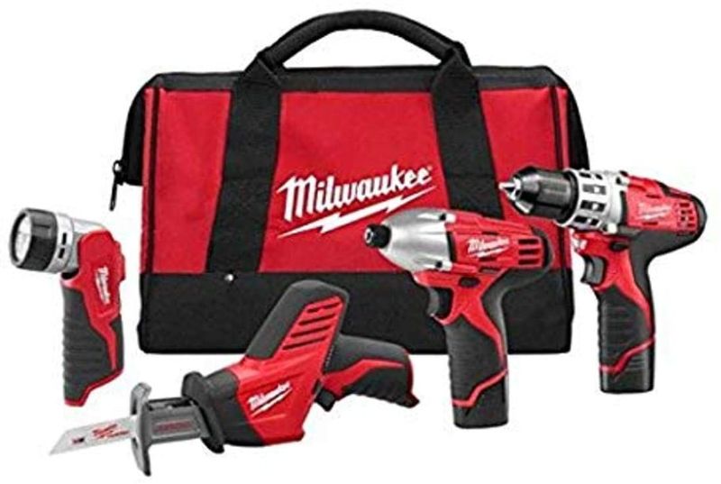 Photo 1 of Milwaukee 2498-24 M12 Cordless Lithium-Ion 4-Tool Combo Kit
