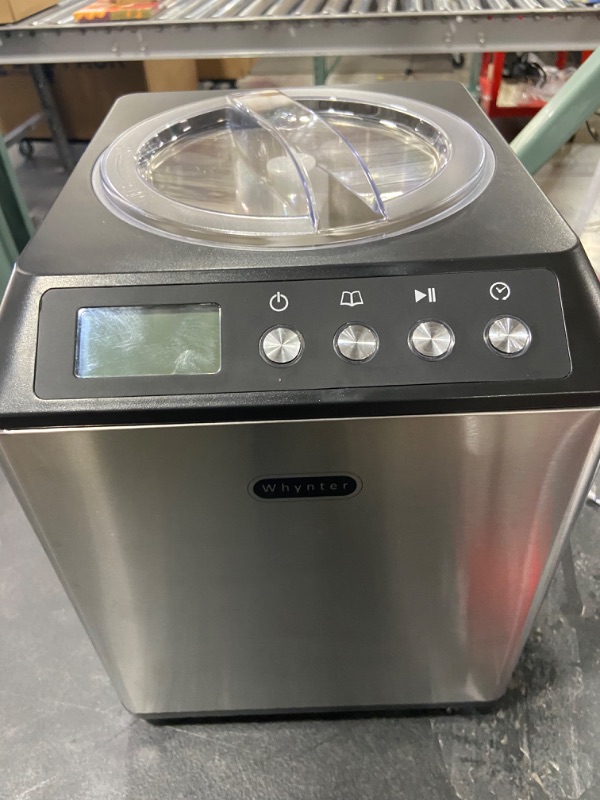 Photo 3 of Whynter ICM-201SB Upright Automatic Ice Cream Maker 2 Quart Capacity Built-in Compressor, no pre-Freezing, LCD Digital Display, Timer, Stainless Steel Mixing Bowl, 2.1
