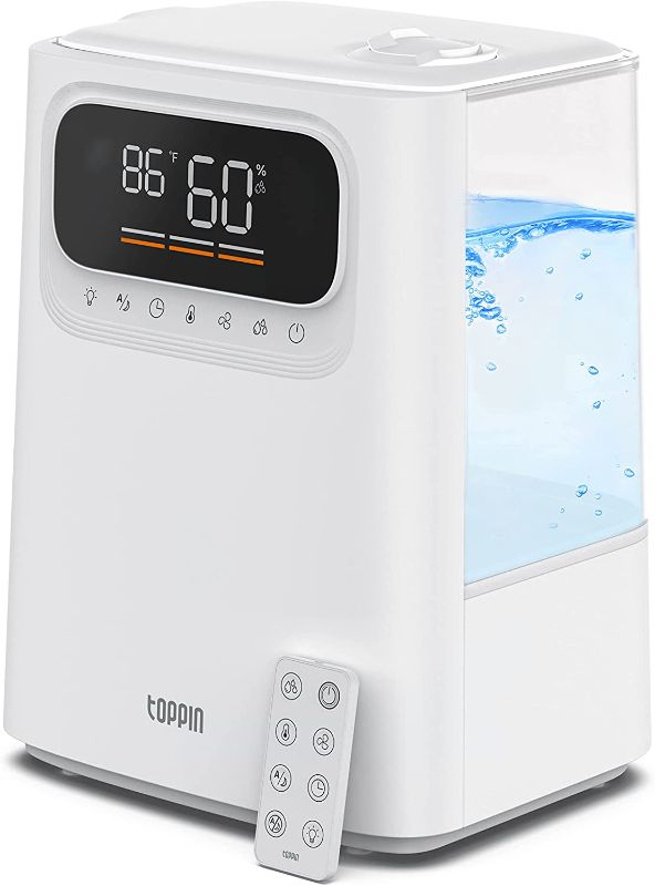 Photo 1 of TOPPIN Humidifiers for Bedroom, Warm and Cool Mist Ultrasonic Vaporizer 5.5L Top Fill Plant Humidifiers with Essential Oil, Remote Control, Auto Mode, 
