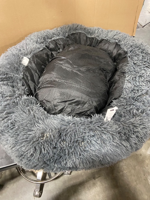 Photo 1 of 29" Grey Faux Fur Dog Bed