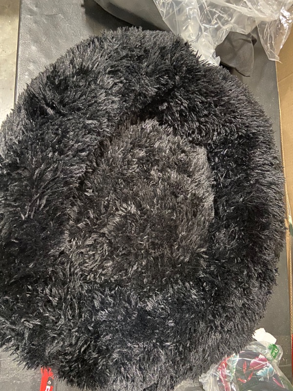 Photo 1 of 26in Black Faux Fur Small Dog Bed