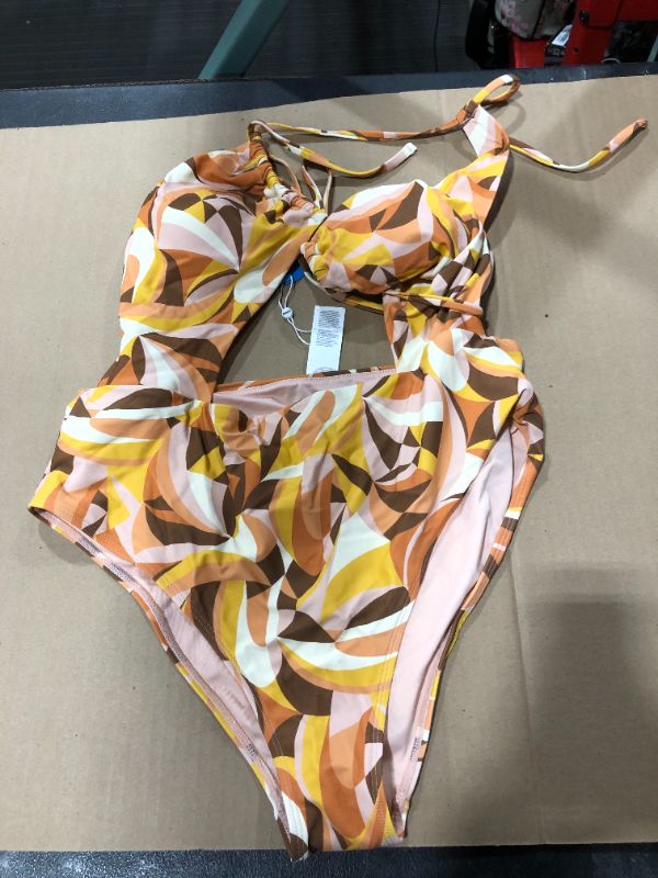 Photo 1 of (xl) Alexys Abstract Print Cut-Out One Piece Swimsuit
