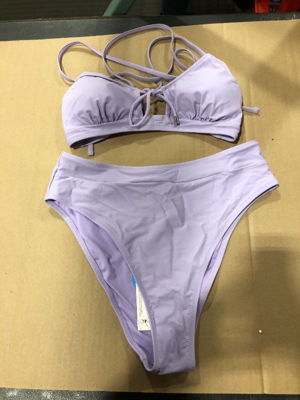 Photo 1 of (XL) Purple Lace Up High Waisted Bikini
